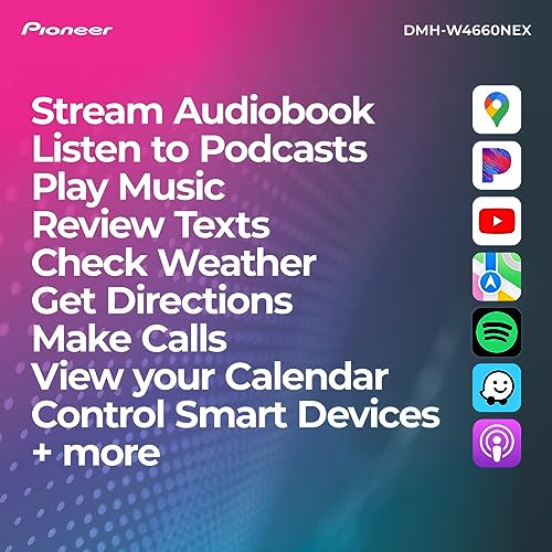 PIONEER CAR DMHW4660NEX Multimedia Digital Media Receiver With Wireless Apple CarPlay and Android Auto, 6.8-inch Capacitive Touchscreen, Double-DIN, Built-In Bluetooth, WiFi and Amazon Alexa PIONEER CAR DMHW4660NEX Multimedia Digital Media Receiver With Wireless Apple CarPlay and Android Auto, 6.8-inch Capacitive Touchscreen, Double-DIN, Built-In Bluetooth, WiFi and Amazon Alexa
